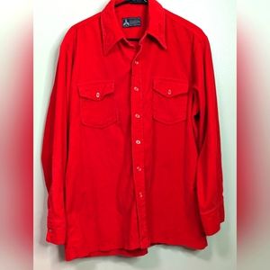 Vintage 100% Cotton Red Corduroy Long Sleeve Button Up Shirt
